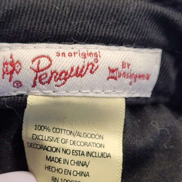 Vintage Original Penguin Womens Baseball Cap Hat Black Strapback Logo One Size - Picture 7 of 7